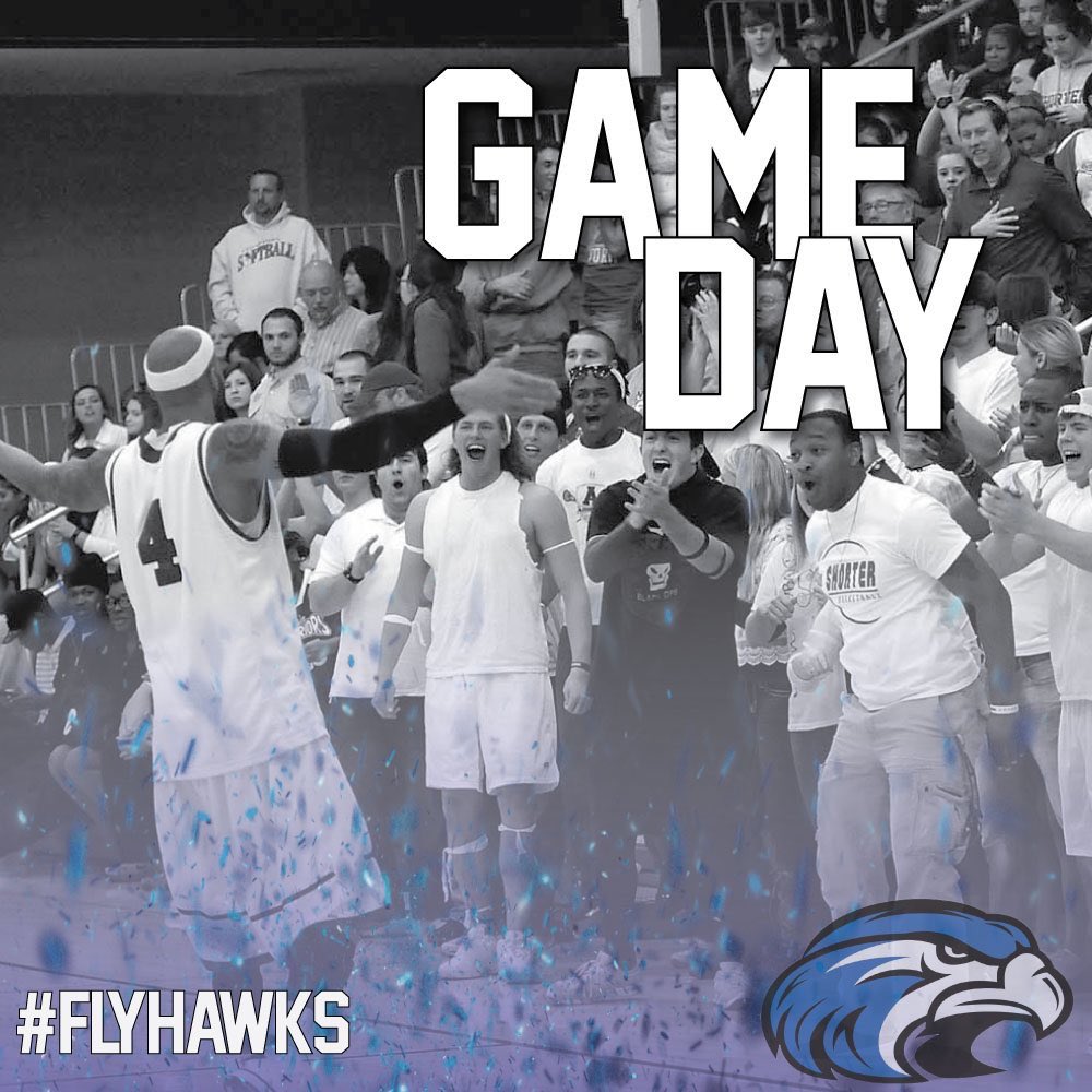 shortermbb's tweet photo. #Gameday Don't forget to wear a jersey as your Shorter Hawks take on #19 UAH Chargers.  Tip-Off at 8:00pm. #PackWKC #FlyHawks https://t.co/WE8z4oYKYt