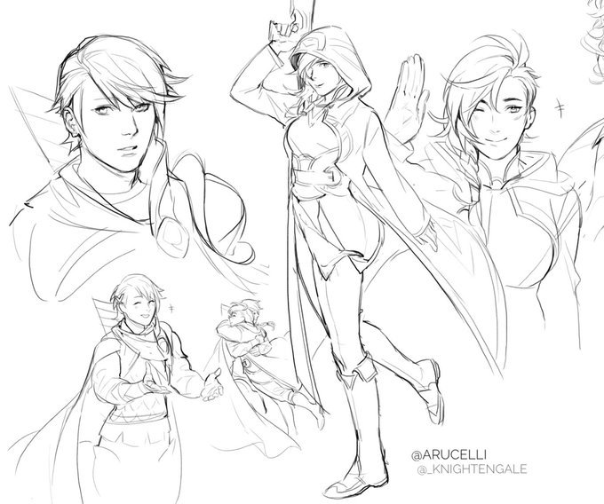 Drew myself as the hero summoner in FE: Heroes + some Alfonse ? 