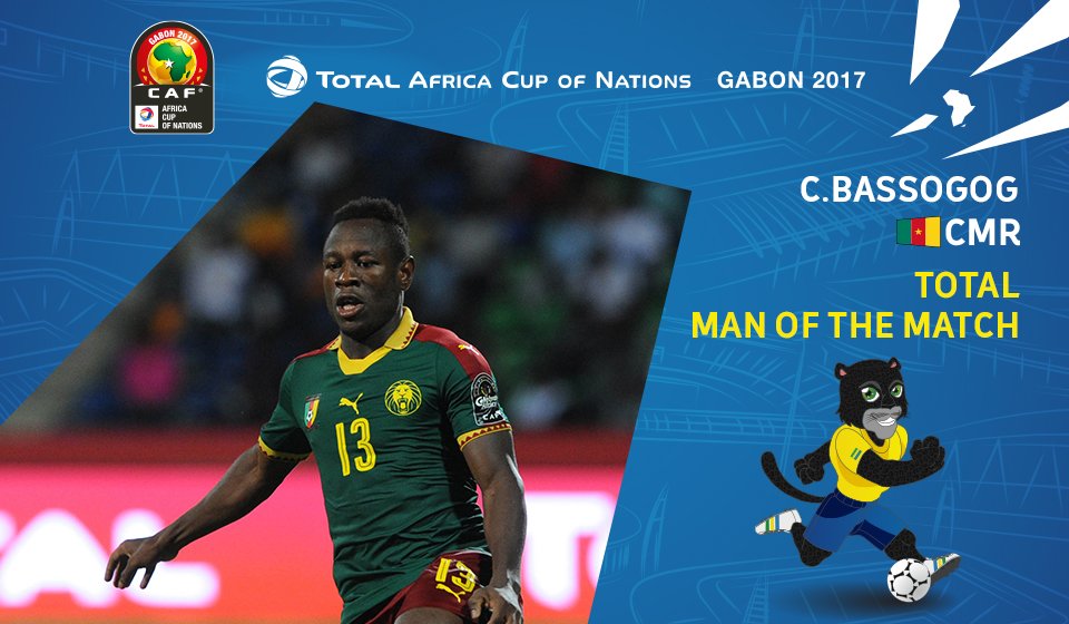 C.BASSOGOG has been selected as the Total Man of the Match! Well done! 
#CAN2017  #CMRGHA #FootballTogether