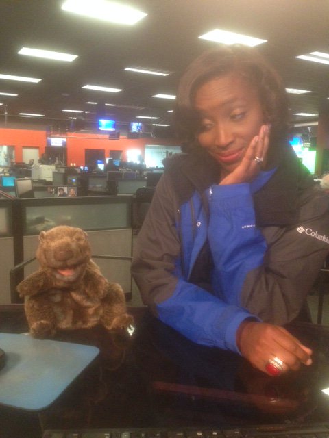 GoodDaySac's tweet photo. Got a request from @GoodDayCourtney to go over post-show notes, but I think she just wanted to make eyes at me. #ItsMutual #GoodDayGroundhog https://t.co/wk6ijkMmxq