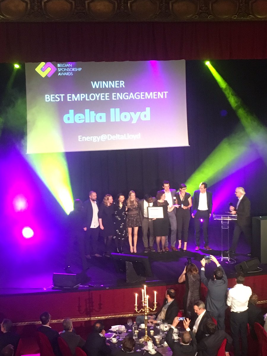 BelSponsForum's tweet photo. The Best Employee Engagement Award goes to @DeltaLloydLife with Energy@DeltaLloyd! Congrats! #BSA16 https://t.co/9bhnueb57A