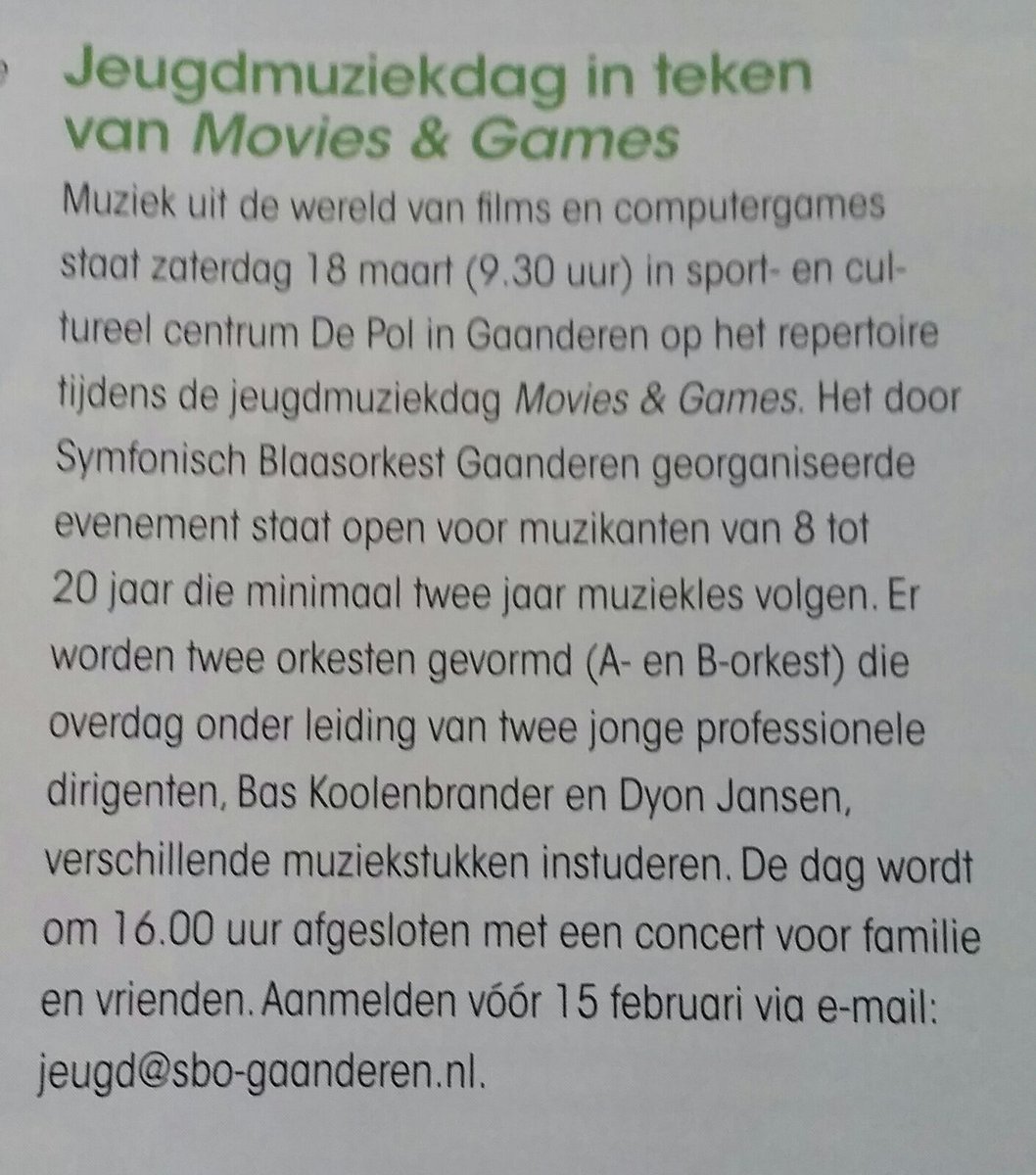 sbo_gaanderen's tweet photo. Komjeook? #jeugdmuziekdag én #concert bij #symfonischblaasorkestgaanderen #Wiewildatnuniet? #Aanmelden en info jeugd@sbo-gaanderen.nl https://t.co/1tBxhAB5Vd