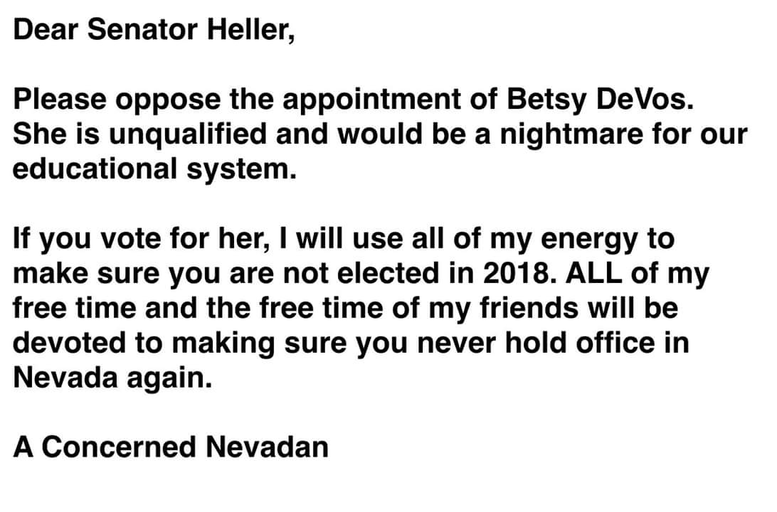 e_tweet_'s tweet photo. @SenDeanHeller @Chickenmeow  Vote No on Betsy DeVos . Signed a watching voter in zipcode 89147 https://t.co/v9xKBXrROZ