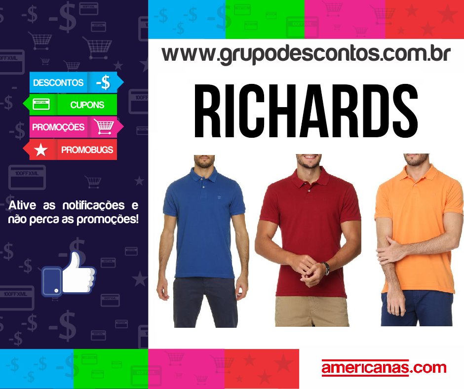 GrupoDescontos's tweet photo. #TOPPPPPP Qualidade Excelente 
8 opções de Polo Richards Piquê Casual 
Por R$ 39,90 cada: https://t.co/PwtZRuS7wi https://t.co/e0yvEN3dkM