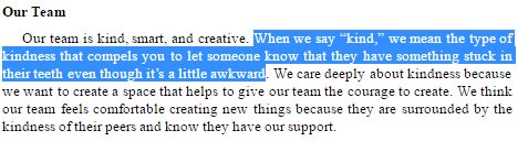 Snap team has "kindness that compels you to let someone know that they have something stuck in their