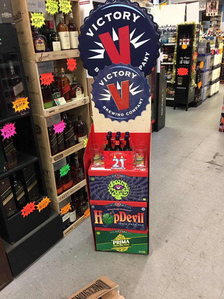 Victory_Boston's tweet photo. Got it going on till 7 @Boston_Liquors in Allston. Sour Monkey, 21st Birthday IPA, Prima Pils-YUM!!! @CraftMass https://t.co/QnWar7fwsb