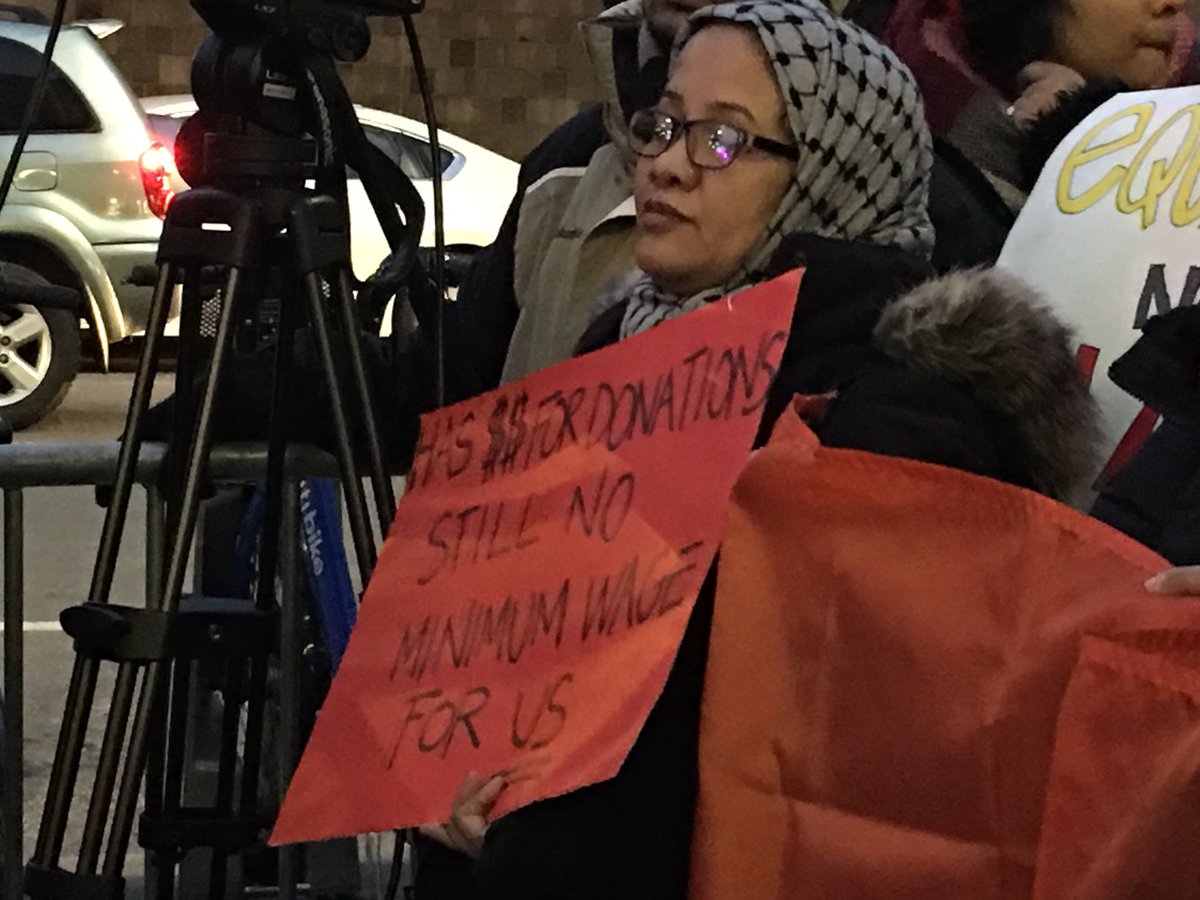 NomikiKonst's tweet image. "It's cheap for them to donate to look good! But they won't support fair wages!" #UberProtest