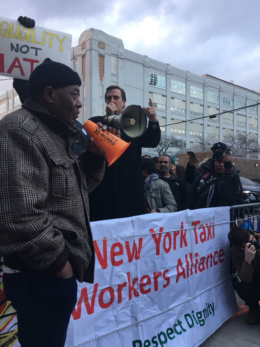 NomikiKonst's tweet image. "It's cheap for them to donate to look good! But they won't support fair wages!" #UberProtest