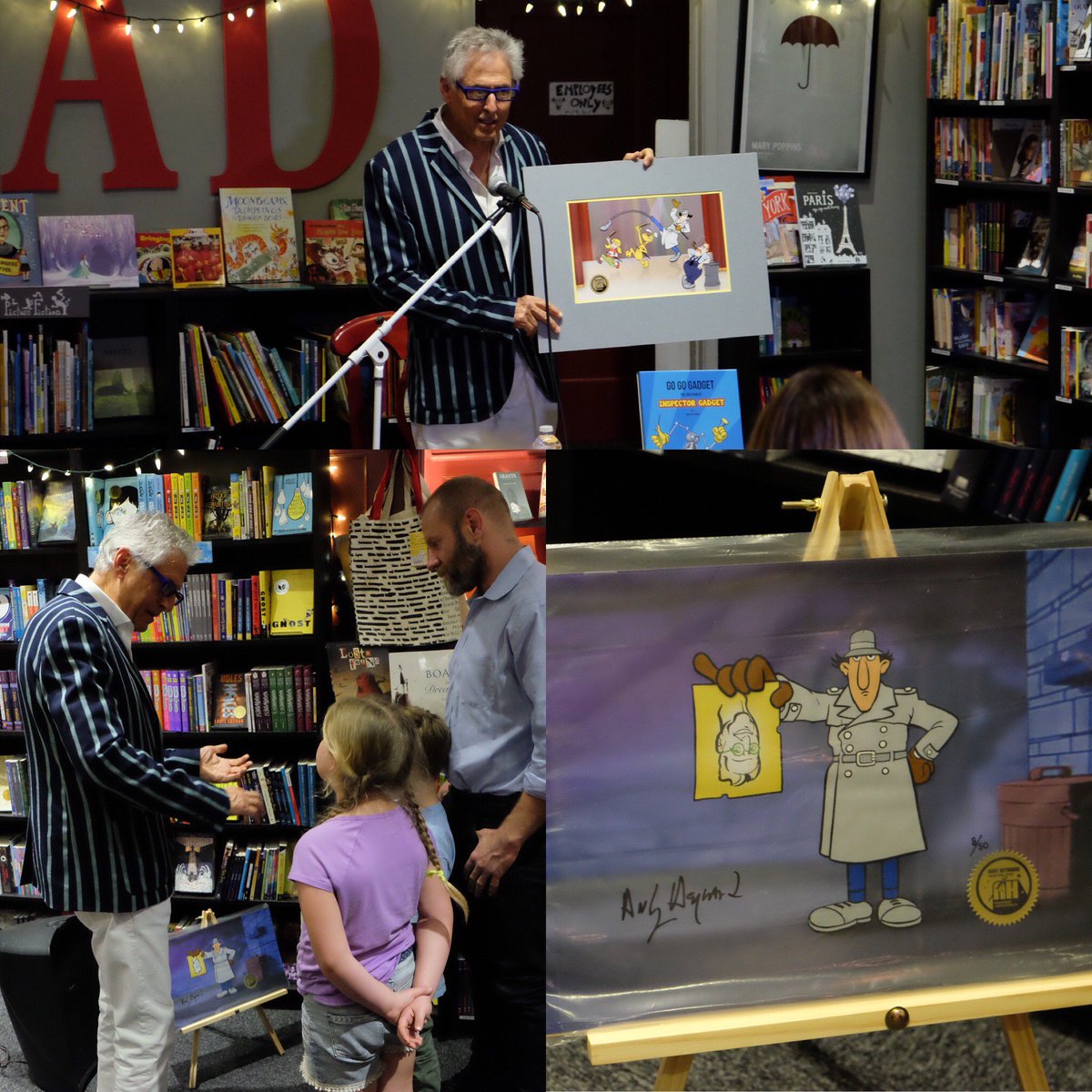 ChevaliersBooks's tweet photo. We had a blast Tuesday night with the fabulous creator of #InspectorGadget. Thanks again to #AndyHeyward! https://t.co/kXHYBK6qLw