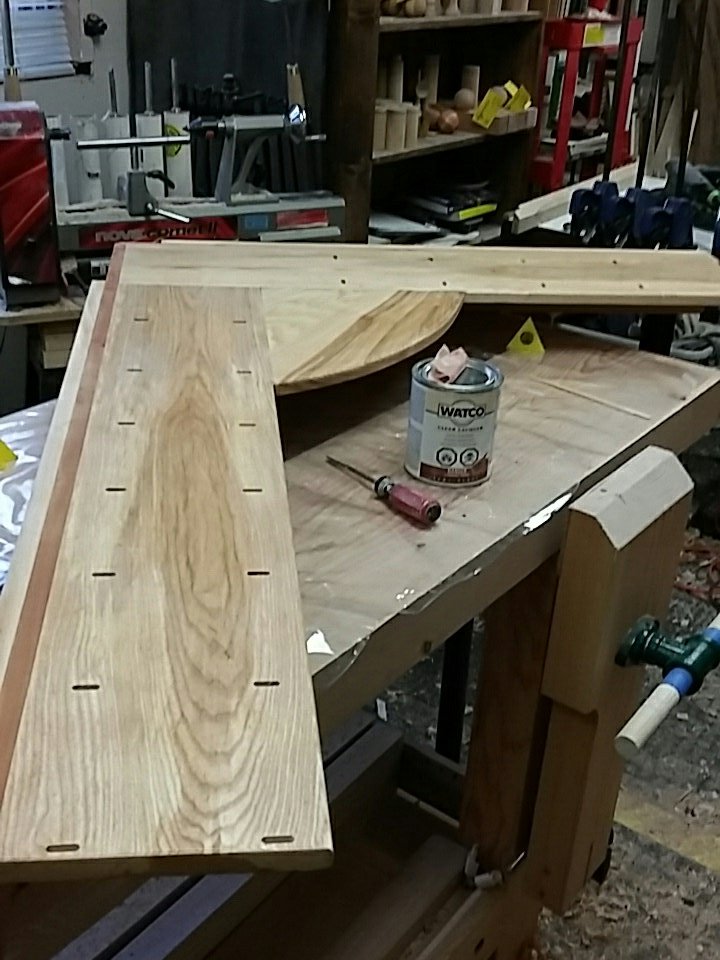 GarthTW2's tweet photo. Just applied the first coat of lacquer (ever) to the shelf. Man is this stuff stinky, glad I had a mask #wsbo https://t.co/nWPiD5R2qO