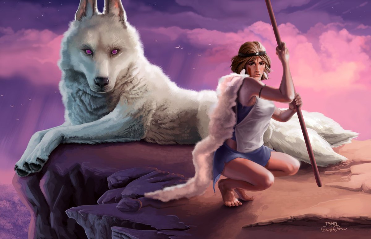 TsaoShin's tweet photo. #ThrowbackThursday with another #studioghibli piece this time from Princess Mononoke! #fanart #art #digitalpainting #wolf https://t.co/dA3fMEKXkq