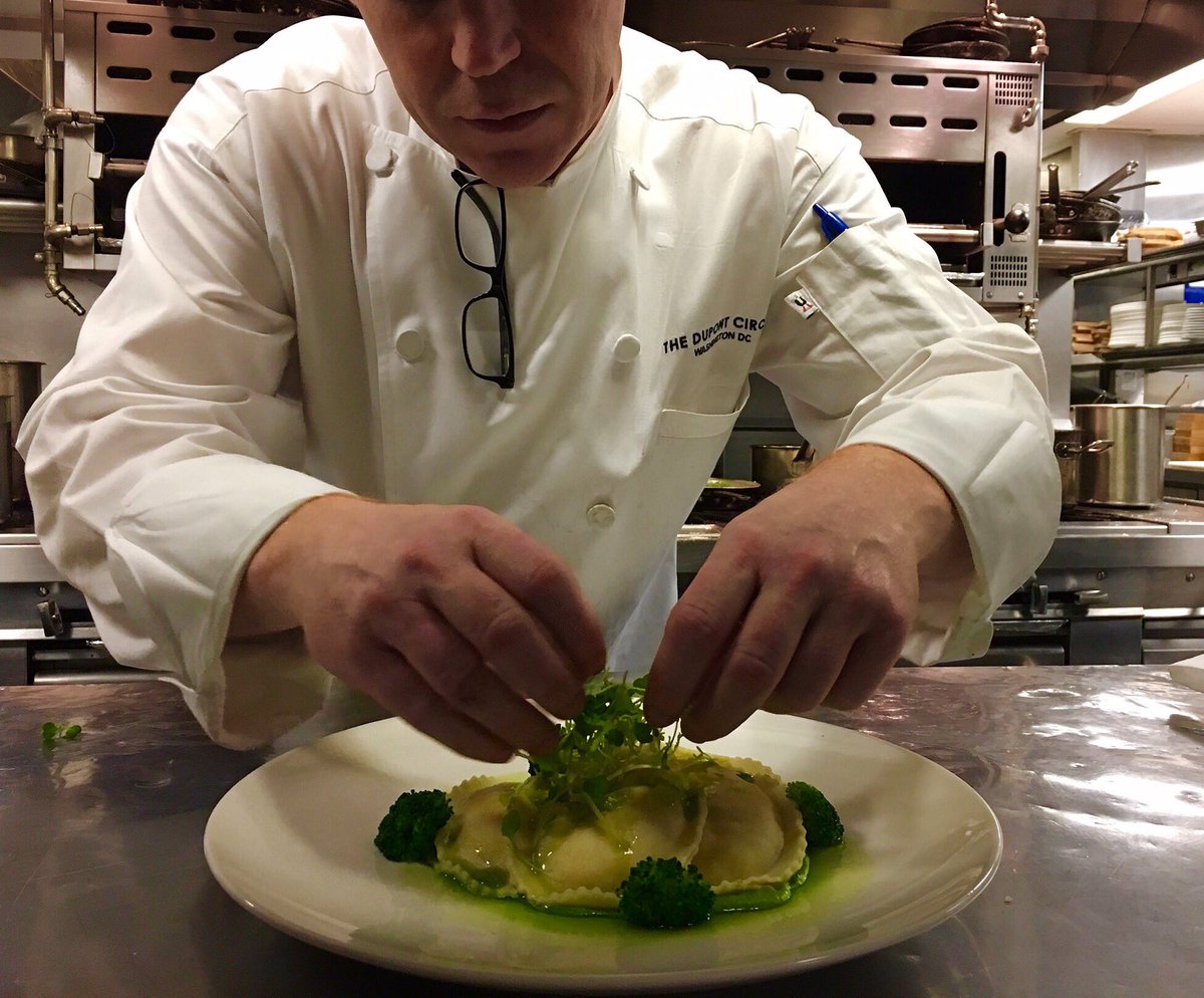 Don't miss out on #RestaurantWeek! This delicious house made ravioli with burrata, green pea puree &amp; basil oil is a must try. #RWDMV