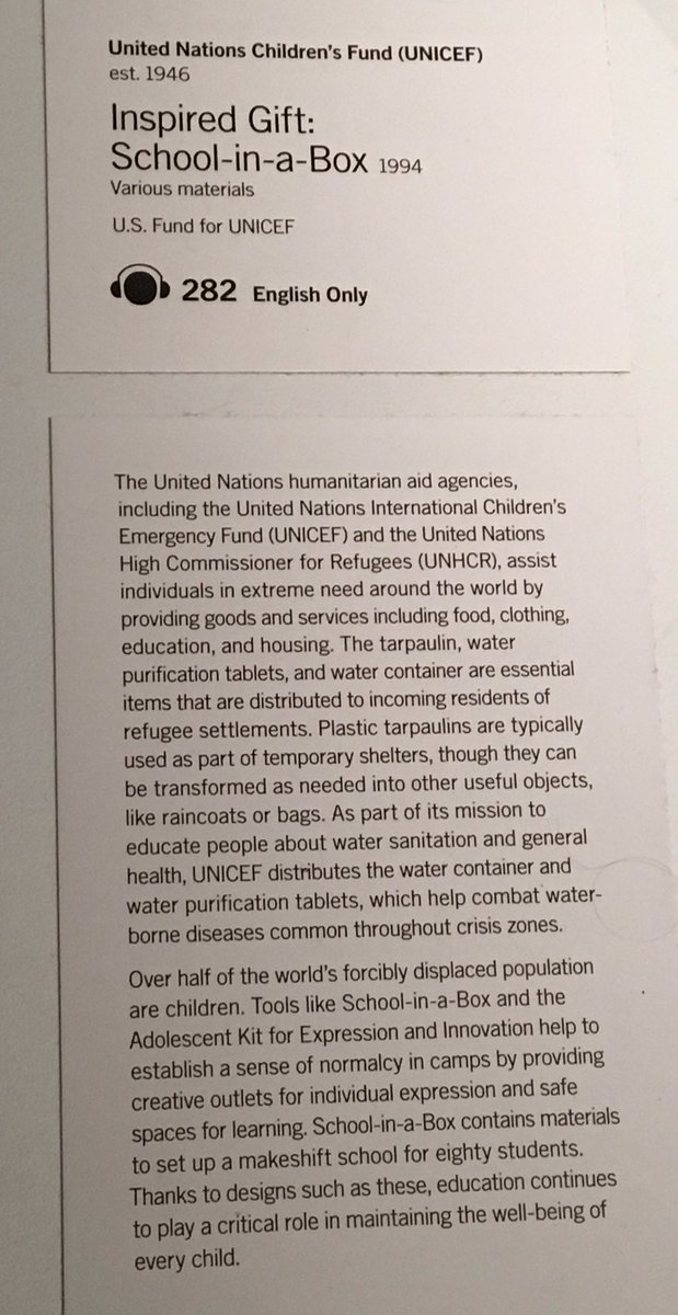 HamfordFriends's tweet photo. @rkenda7 we saw this unicef "school in a box" for 80 children at Moma, Ny.  Very humbling to see something so important in such a small case https://t.co/656fNTFIdl