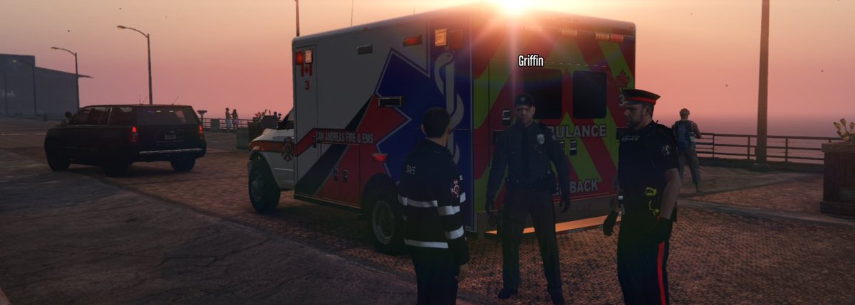 MG_SAFE's tweet photo. [IN GAME] Medic 3 chatting with @MG_SAPP after an overdose call. GIANT will be investigating. #mountiesgaming ^Tek https://t.co/bXpXXQRi8h