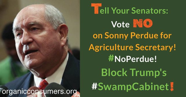 Help us block Trump's #SwampCabinet! Please sign our petition urging Senators to vote NO on #SonnyPerdue! orgcns.org/2jRV3ub <a href="/MoveOn/">MoveOn</a>
