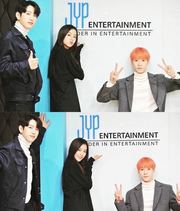 got7_loveyou_'s tweet photo. [PIC] 🌱170202🌱
Jinyoung, Jisoo, And NCT’s Doyoung Meet For First Time To Prepare For “Inkigayo”. First broadcast will be on February 5th
- https://t.co/Kq9CCRjEoW