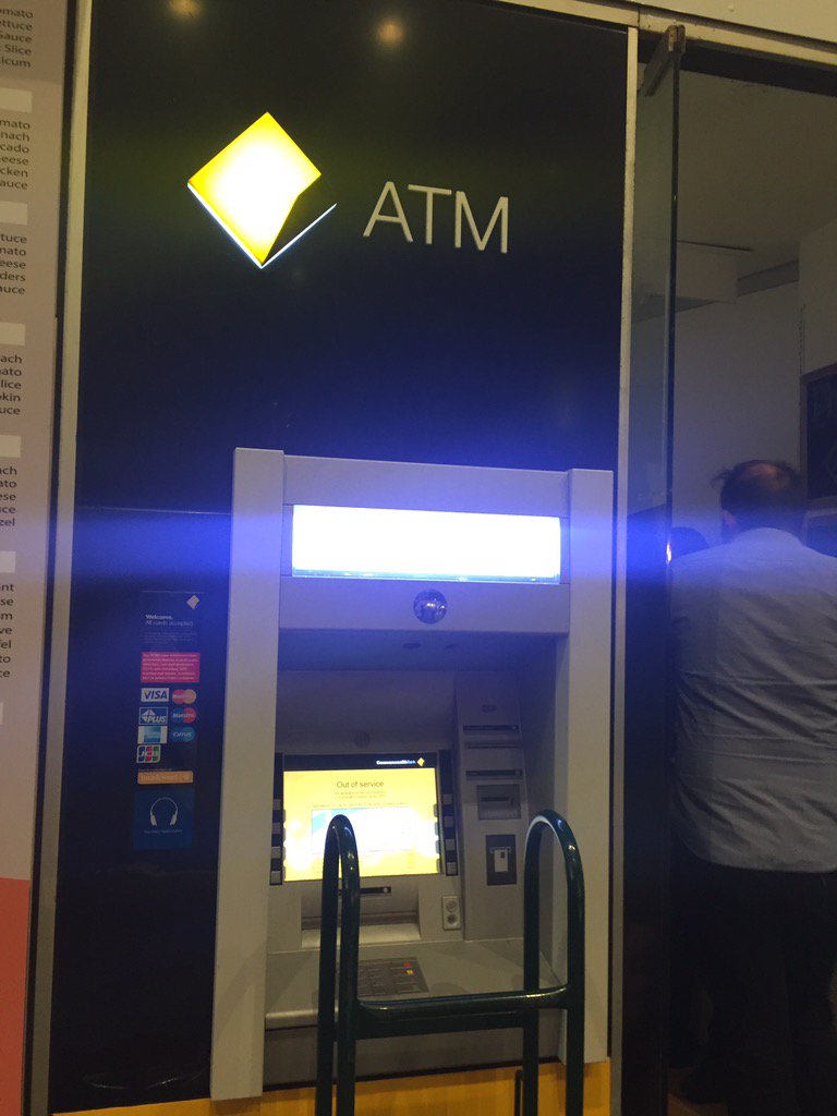 JNorbs's tweet photo. At Freshwater place oh goody what planner decided to service the ATM at peak time? @CommBank https://t.co/V8ERzQs3D1