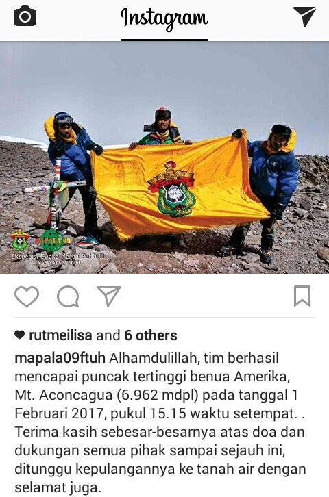 Sempat hilang komunikasi beberapa hari. tim ewako sdh berhasil mencapai puncak aconcagua. Terima kasih buat dukunganx semua. Salam indonesia