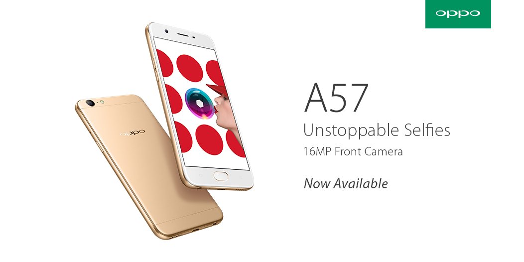 OPPOIndia's tweet photo. The moment's here!
The #OPPOA57 is available all across the Indian markets from today.
Share your selfies using #UnstoppableSelfies &amp; win. https://t.co/lBLsyY6Iw1