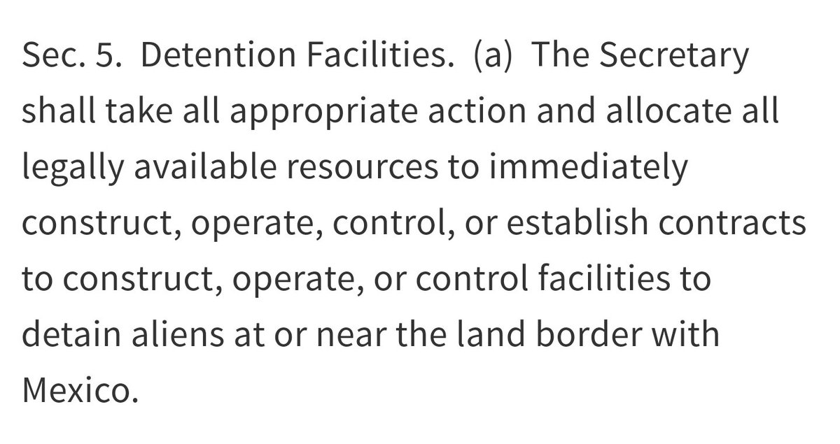 riotwomennn's tweet photo. Trump’s executive order on border security, Section 5 calls for “immediate” construction of detention facilities. https://t.co/uxCszynnUC https://t.co/NskNlz8GAj