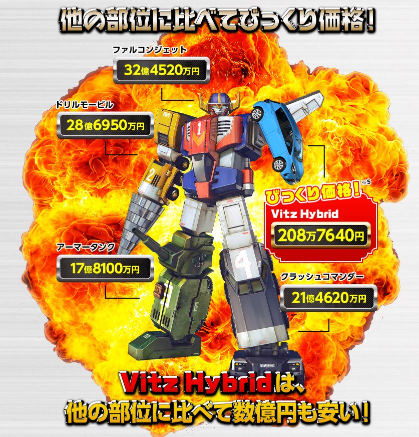 株式会社バーグハンバーグバーグ 合体ロボットの左腕担当の人に 朗報 です 合体ロボの左腕にもなる コンパクトカー Vitz Hybridが新登場 T Co Gramenvrrt T Co 9vf4y630ym Twitter