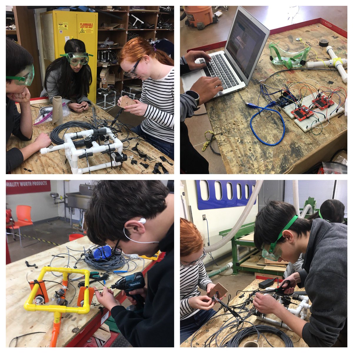 KimGunnels's tweet photo. The final countdown! 2nd year learners making revisions to the submersibles for BTS tournament tomorrow! @PlanoAHS #pahs10 https://t.co/1zDibovpS8