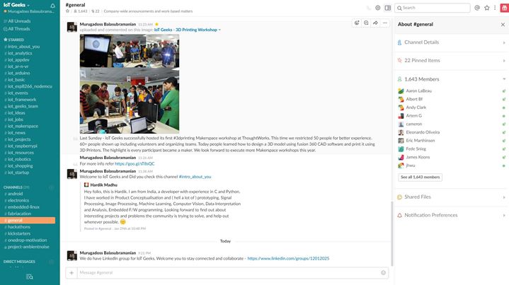 murugadossb's tweet photo. IoT Geeks Slack community now filled with 1600+ IoT enthusiasts around world. Join &amp;collaborate  https://t.co/zvBQy460iB #IoT #IoTGeeks https://t.co/a8gOE3PpSo