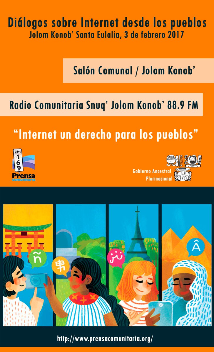 PrensaComunitar's tweet photo. Huehuetenango: "Diálogos sobre Internet desde los Pueblos" en Jolom Konob' Santa Eulalia junto al Gobierno Plurinacional #InternetYa #3Feb https://t.co/FG5jL5aaxw