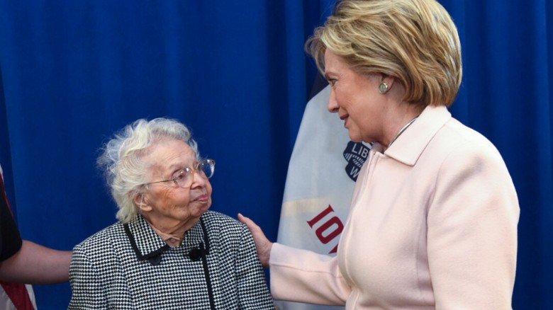 CNN's tweet photo. Ruline Steininger, who caucused in Iowa in hopes of electing Clinton as first female president, has died at age 103 https://t.co/iIRJwnqoHV https://t.co/HUjV5DzdSh