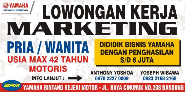 #lokerbdg #lowongankerjabandung #infobdg #karierbdg #dealeryamahabdg #lowongankerja #carikerjabdg