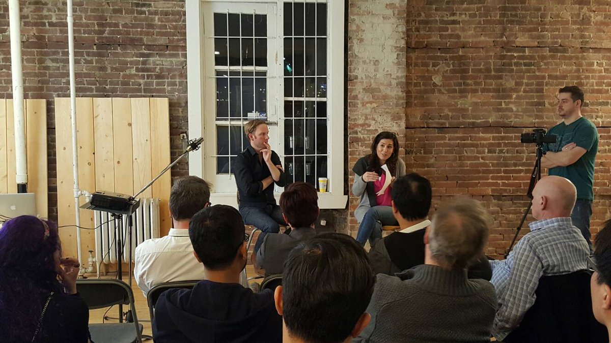 vcga_yvr's tweet photo. Jason Dowdeswell of darkhorse10 & Denise Muyco of @Stratuscore answering audience questions #Vancouver #VCGA https://t.co/PDaLS7qsMo