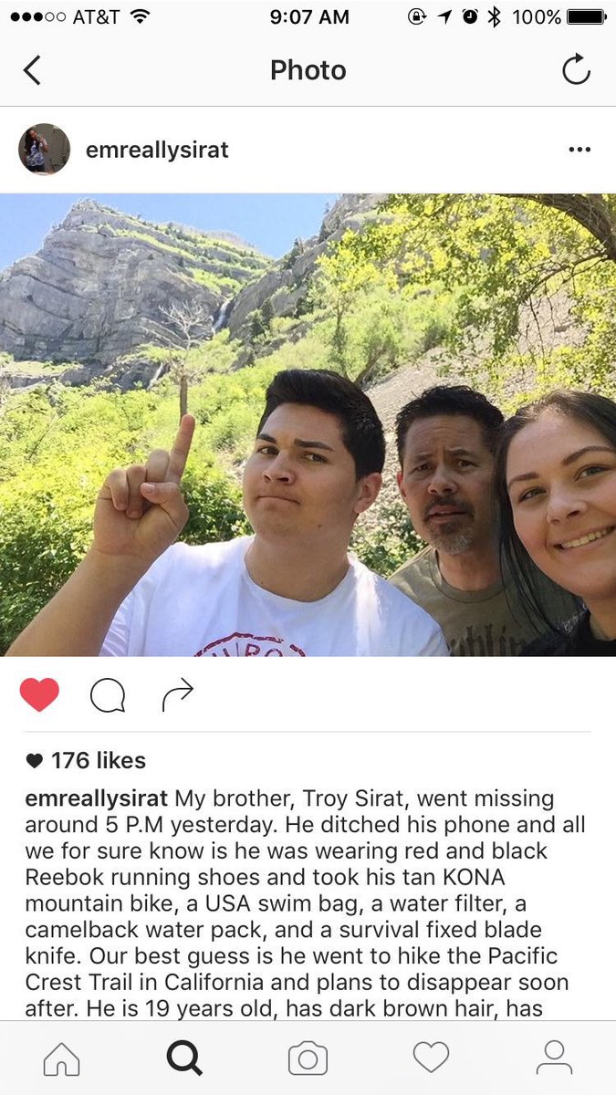 hannnahbbanana's tweet photo. More information about Troy. Please rt. #pacificcresttrail #pct #pct2016 #johnmuirtrail https://t.co/mOlqopXVIC