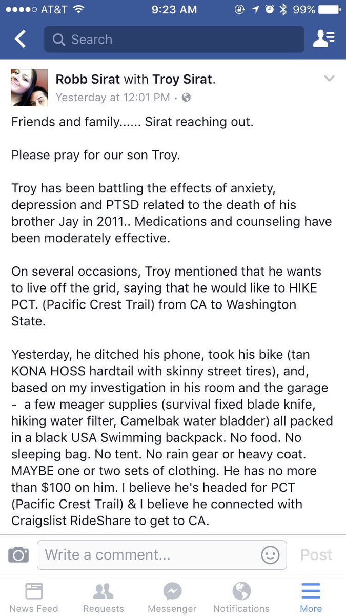 hannnahbbanana's tweet photo. More information about Troy. Please rt. #pacificcresttrail #pct #pct2016 #johnmuirtrail https://t.co/mOlqopXVIC