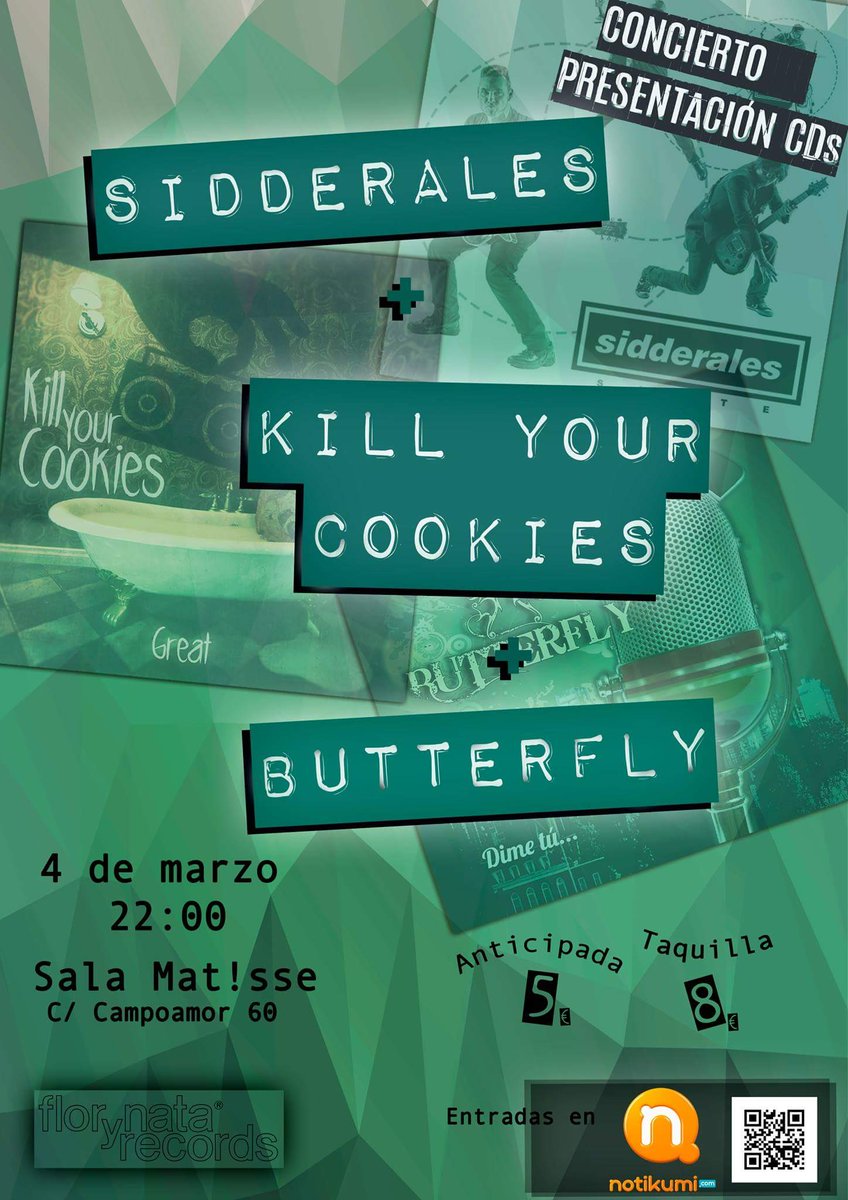 florynata's tweet image. @LiveMusicGo informa de la presentacion de discos @killyourcookies @ButterflyVlc y #sidderales 4 marzo @salamatisse .livemusicgo.com/es/concierto/V…