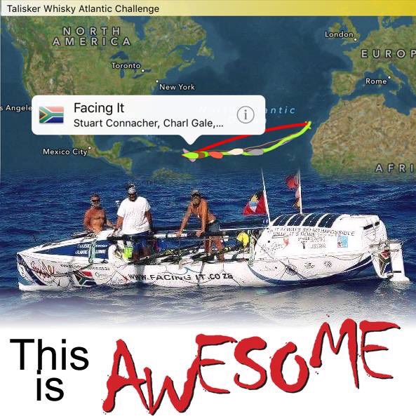NotUnclePatrick's tweet image. After 50 days at sea, our 3 boys from FACING IT are crossing the finish line in Antigua. Live Feed of arrival on their Facebook Page