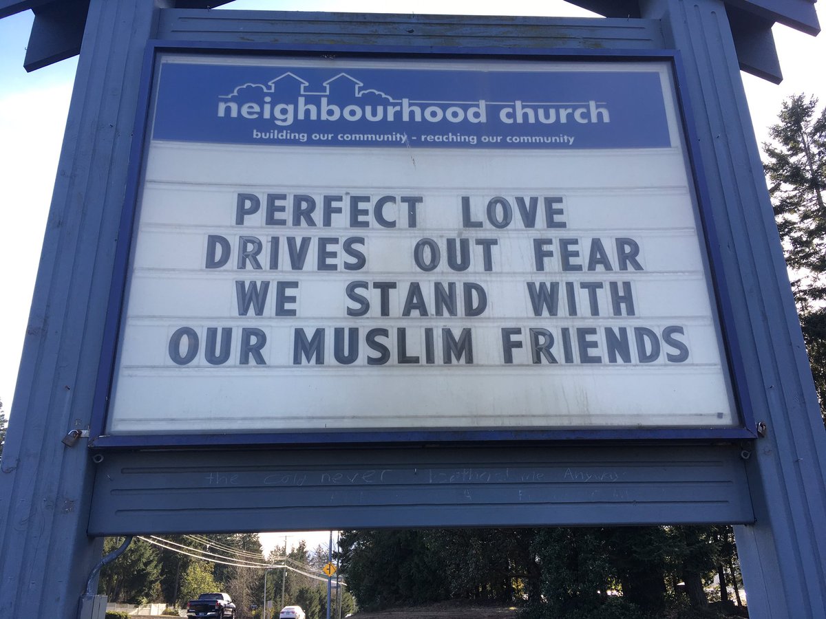 The sign at my church (<a href="/Nhoodchurch/">Neighbourhood Church</a>).  #loveyourneighbour