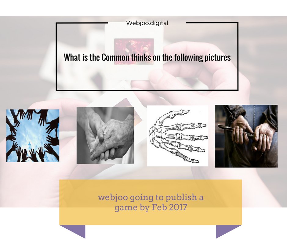 WebjooDigital's tweet image. Webjoo Going to Publish a New Game by February 2017. Name 4 Pictures 1 word . This game will be available in Google Play store.