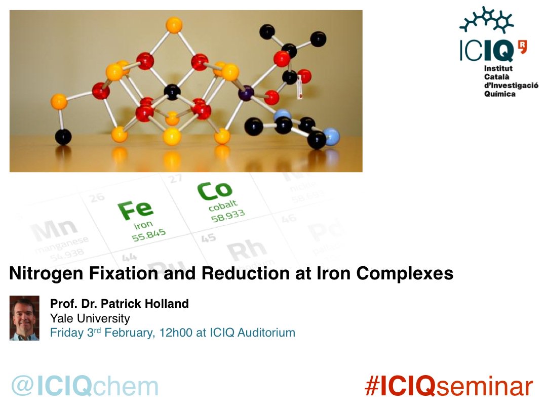 ICIQchem's tweet photo. What is #FeMoco? Come find out more about this enzyme today at #ICIQseminar given by Prof. Patrick Holland from @Yale. 12h at the Auditorium https://t.co/zJwzZIGezM