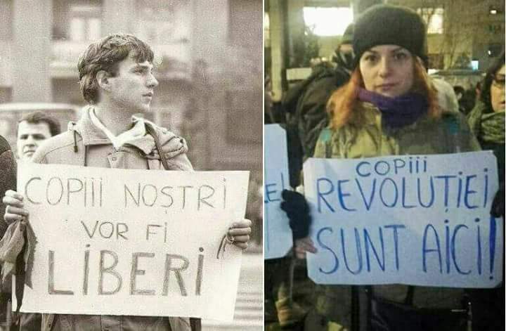 ioanap15's tweet photo. '89: "our children will be free" 
'17: "the children of the revolution are here"
#romania #romanianprotests https://t.co/SAzPraR1rk