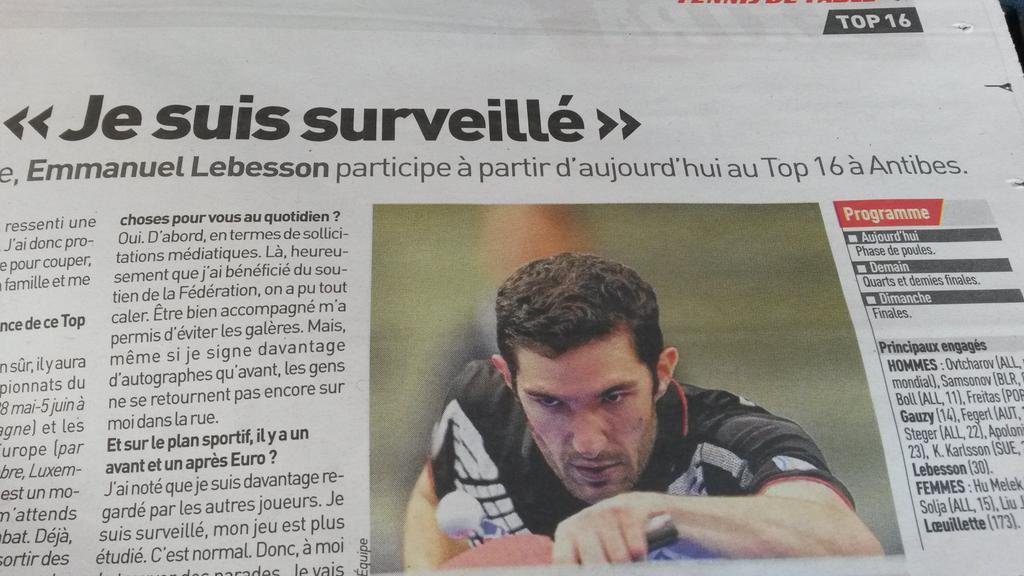 bavignon's tweet photo. Top 16 européen à Antibes
Interview du champion d'Europe Emmanuel #Lebesson dans @lequipe
#ITTFEuropeCup https://t.co/16AKCDowCX