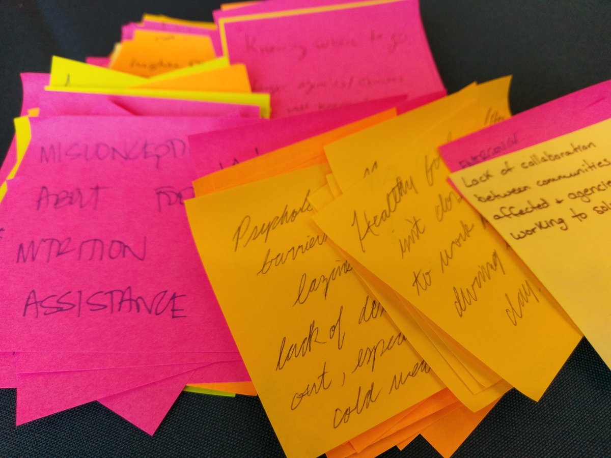swashtalks's tweet photo. A pile of stickies = serious brainpower. Excited to see what comes of these on Day 2 @indylibrary! @IndyHunger #caravangenerator https://t.co/hfEC5bqOIS