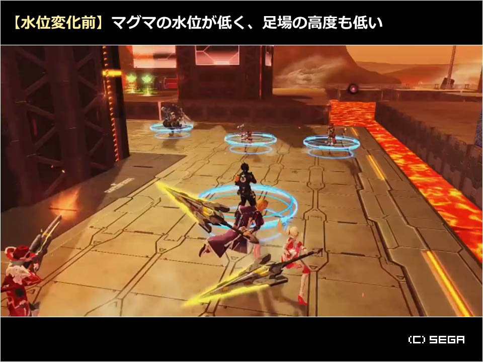 توییتر 生涯pso در توییتر Pso2 バトルアリーナの火山フィールドに仕掛けられた ギミック が判明 フィールドを流れる マグマの水位 が随時変化 水位の増減に応じて 足場の一部も浮き沈みして高低差が変化 移動経路に影響 地の利の掌握こそ勝利の秘訣