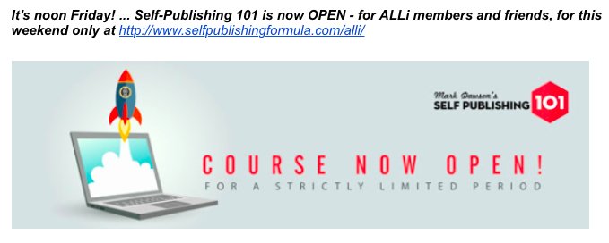 #SelfPublishing101 Is Now Open... But Not For Long. selfpublishingformula.com/alli/