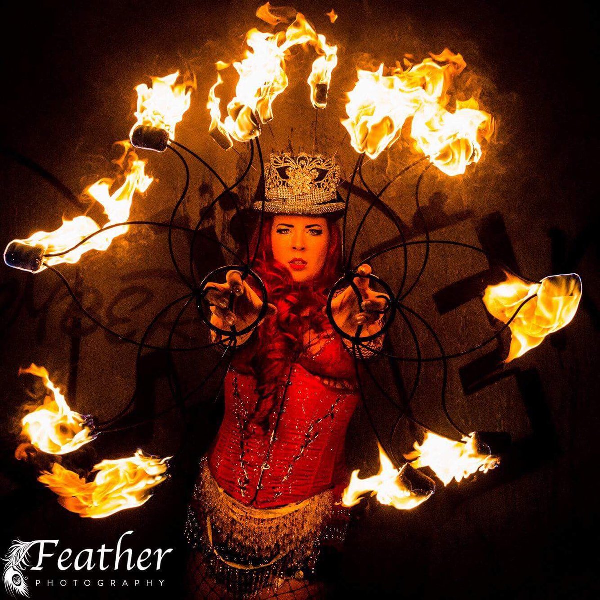The enigmatic Veronique Devine by #featherphotography #firephotography #fireperformer #hampshirephotographer #basingstokephotographer #fire