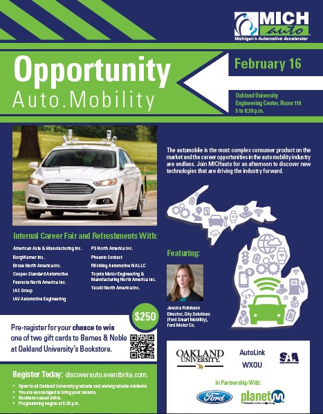 AAquinoMill's tweet photo. Are you interested in the Automotive Industry @OUBusiness @OUSECS? Attend the upcoming event! Feb. 16, 5-8:30pm, Engineering Center, RM 116 https://t.co/eMyvxnp5dY