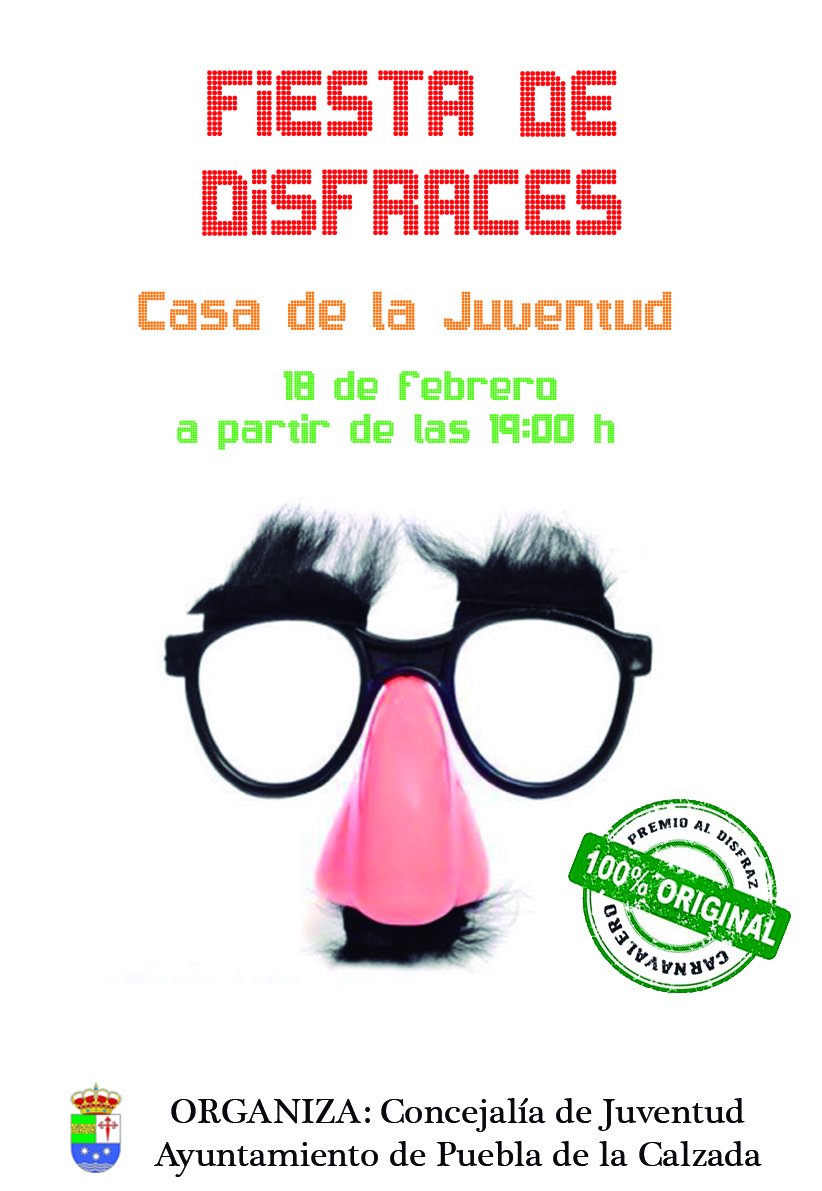 La Concejalía de Juventud ha organizado para el próximo 18 de febrero -19:00 horas- una fiesta de disfraces en la Casa de la juventud
