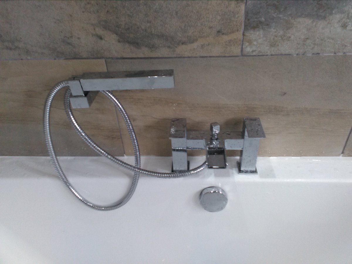 PinnacleBathrms's tweet photo. Old fully tilled bathroom transformed with new suite, tiled floor, bath panel &amp; skirting, with half tiled walls. Leaving lasting impression! https://t.co/y48huxdaDV