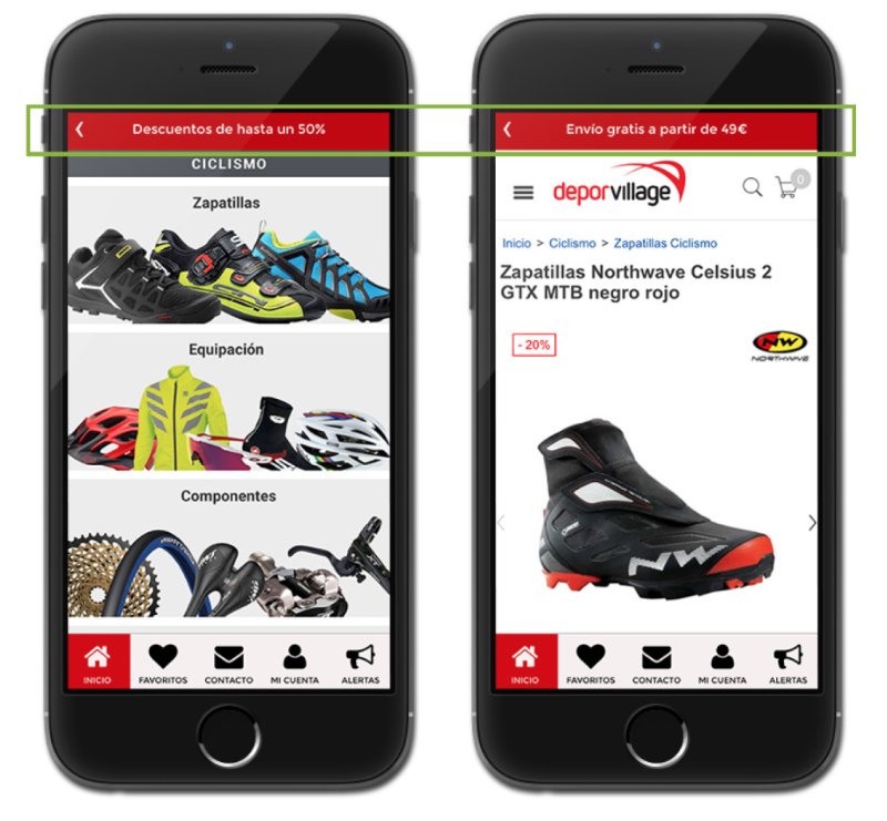 Ahora puedes diseñar la barra superior de tu APP a tu medida. Muy útil para crear mensajes promocionales o informativos.