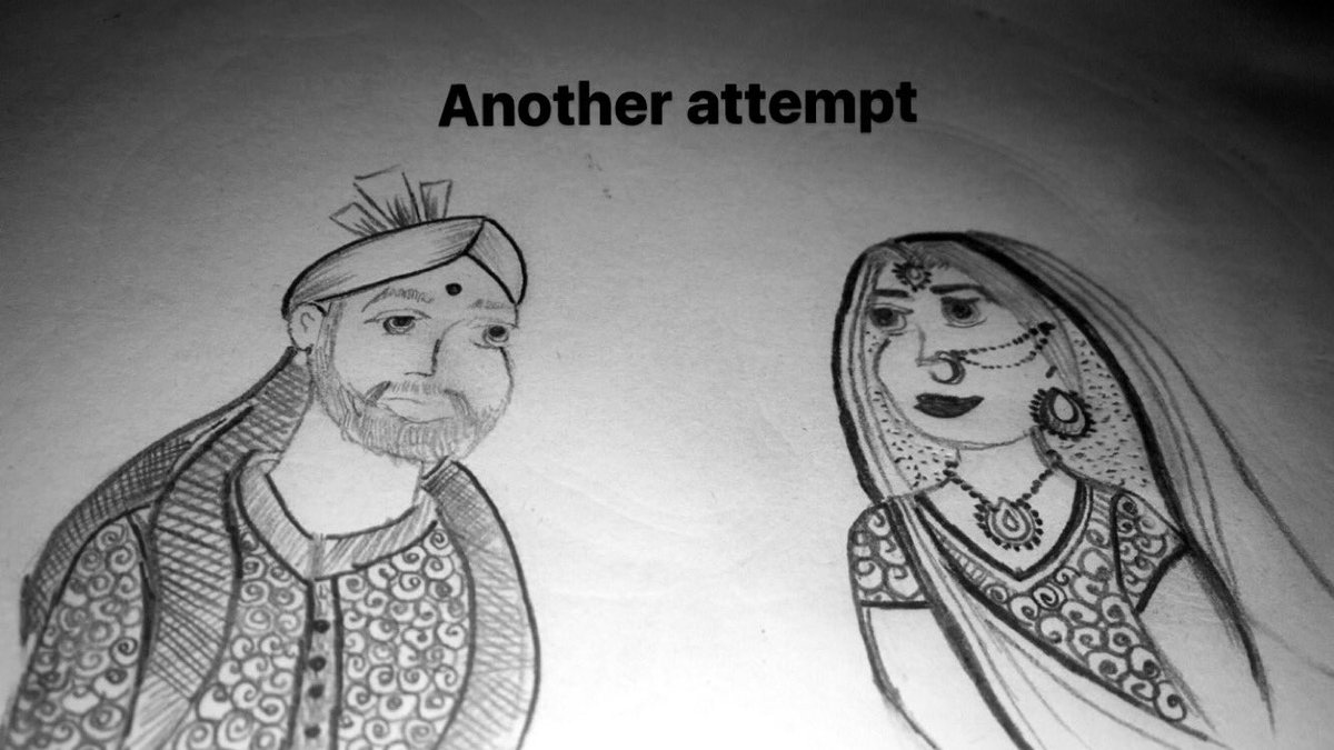 aisha_bridal's tweet photo. @SamyGioia @yamigautam  my sketch of a bride and groom from yday. Attempting to do this with mehndi soon :) hope u like it X https://t.co/iMdjqTZ0l3