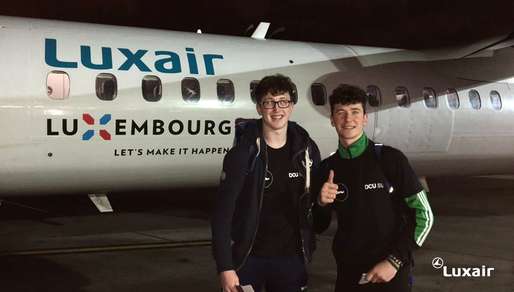 LuxairAirlines's tweet photo. #BegBorrowStealDCU Happy students on their fundraising trip for @MovemberIreland to Rome! Pleased to help you out guys @VoyageWizards1😉 https://t.co/IyfVPrkrNW